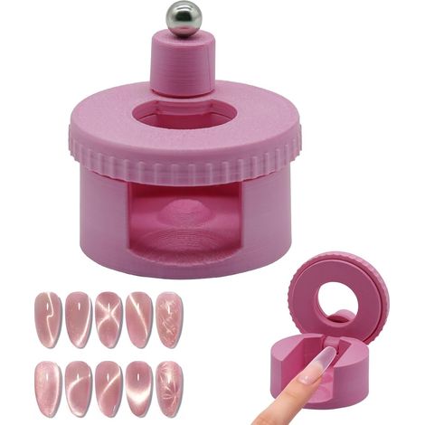 Aimant œil de chat rotatif 2026, aimant pour vernis à ongles rose, ventouse automatique en verre pour une application œil de chat, force magnétique uniforme, petit outil portable pour débutants et (1/5)