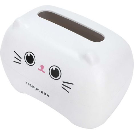 Tissue Box Cute Cartoon Multifunction Napkin Pumping Box Toilet Paper Holder Storage(White Cat ) (1/5)