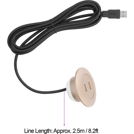 Porta di ricarica USB per divano, montaggio a filo, doppia porta per uso domestico, colore oro. (1/5)