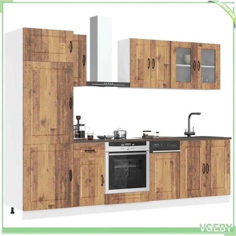 Ensemble d'armoires de cuisine 8 pcs - Kalmar - vieux bois - bois d'ingénierie résistant à l'humidité - pieds réglables (1/5)