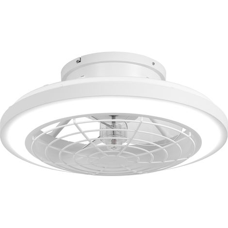 Parrot Uncle 50 cm Deckenventilator mit Licht, kompaktes Design, leiser DC-Motor, dimmbar, 3 Farbtemperaturen, 6 Geschwindigkeiten, Fernbedienung, Weiß