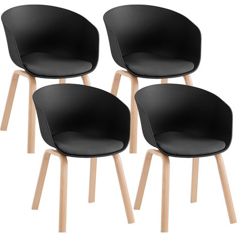 Set Di 4 Sedie Da Cucina Pontrone Sala Da Pranzo Stile Scandinavo Sedia Di Design Moderno Gambe In Metallo Effetto Legno Schienale In Polipropilene Con Cuscino Imbottito Design Moderno Nero (1/5)