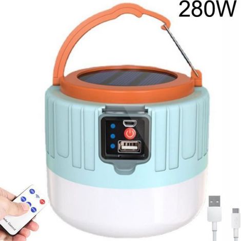 Lampe Solaire - 280 W - Étanche - Rechargeable USB - Pour Camping - 1 Pièce