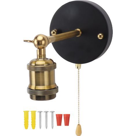 Applexion Retro-Wandleuchte E27/E26, verstellbare Vintage-Lampe aus Eisen mit Schalter für Schlafzimmer/Bar, 85265V, Gold (1/5)