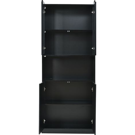 Vitrina 2 piezas con LED y puertas de cristal 160x35x200 cm Negro MODENUIT (1/5)