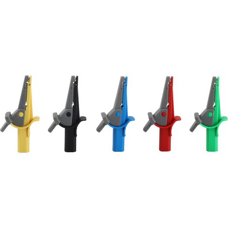Set mit 5 tragbaren, sicheren, mehradrigen, batteriebetriebenen 10-A-Stromprüfzangen (600–1000 V) mit 4-mm-Bananenstecker (1/5)