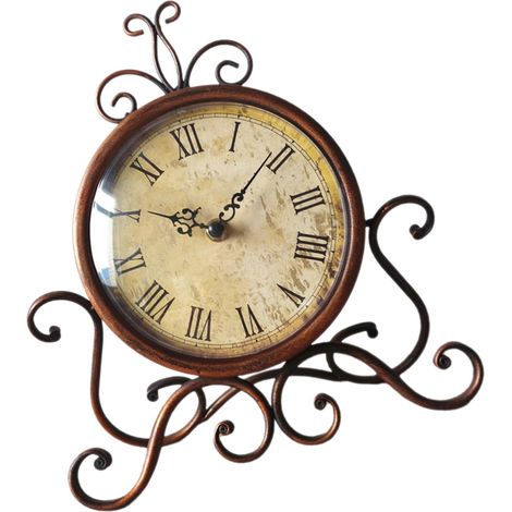 Horloge de Table Vintage en Fer Brun sans Pile Horloge de Bureau Rétro Européenne pour Salon Chambre et Cheminée Décoration Créative et Fonctionnelle Style Ancien Élégant (1/5)