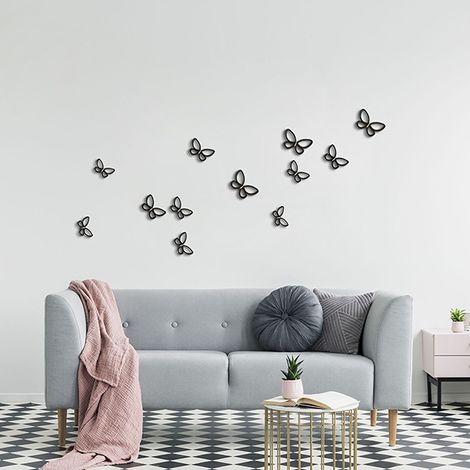decoro murale 3d "black metal butterflies"