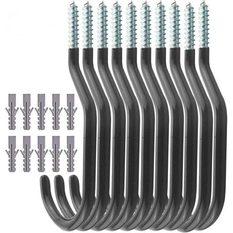10 Ganci per Bicicletta, Set di Ganci da Montaggio ad Alta Capacità con 10 Viti in Plastica, per Soffitto e Parete (1/4)