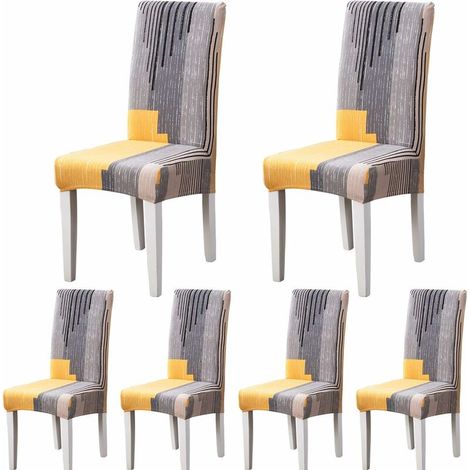 Ahlsen Fundas para sillas de comedor, modernas, elásticas y duraderas, fundas para sillas elásticas para decoración de bodas, hoteles, restaurantes (gris y naranja, paquete de 6) (1/5)