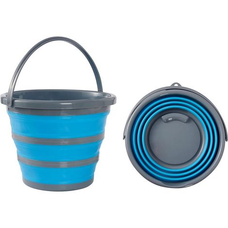 Seau de nettoyage pliable de 10 L, idéal pour les voyages, la voiture, le camping, les camping-cars, la randonnée et la pêche. Compact et résistant. (1/5)