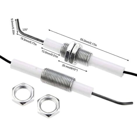Kit d'allumage piézo à bouton poussoir au propane de 30 cm de long pour gril à gaz/cuisinière/chauffage/poêle Spaker Spaker Generator Kit d'allumage 2 pièces/lot (1/4)