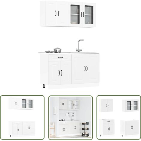 vidaXL Ensemble d'armoires cuisine 4pcs Kalmar blanc bois d'ingénierie (1/5)