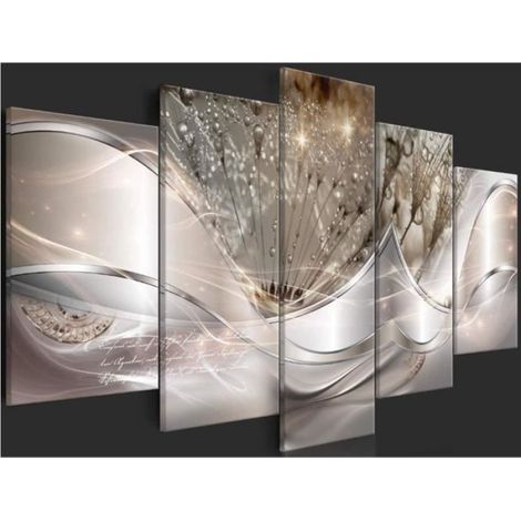Impression sur toile intissee Abstrait Fleurs 5 parties tableau tableaux decoration murale photo image Pissenlit sans cadre (1/3)