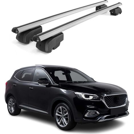 OMAC Aluminium Dachträger Querträger für MG HS I 2018-2024 – City Crash – ISO/PAS 11154:2006 – Abschließbar – Max. 75 kg – 2 Stangen Silber (1/5)