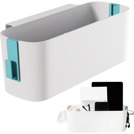 Organizer da appendere, contenitore per letto a castello in plastica con 2 ganci, mensola per letto a castello, contenitore portaoggetti da comodino per telefono, libri e articoli per la casa. (1/5)