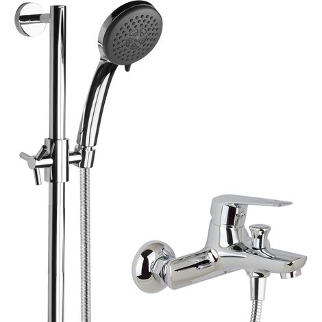 Robinet de baignoire PaulGurkes avec douchette, mélangeur monocommande et barre de douche
