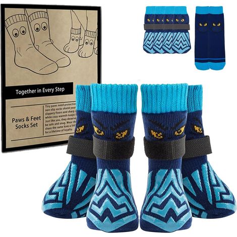 Chaussettes antidérapantes pour Chiens âgés et Actifs Protection coussinet chien(Bleu,XL) (1/5)