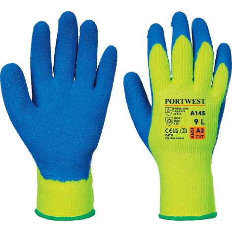 Guantes Cold Grip para trabajos con frío, galga 7 PORTWEST A145 (12 pares) M Amarillo / Azul marino (1/2)