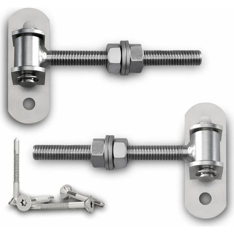Lot de 2 charnières de portail réglables (115 mm) - Galvanisé - Avec 4 vis autoforeuses pour bois et métal - Avec test de marchandises Pour portail de jardin, porte de cour et (1/5)