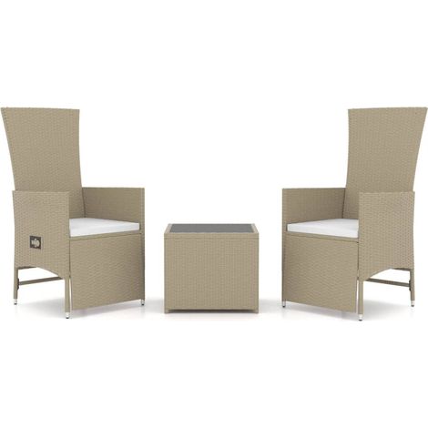 Maison Exclusive - 3-tlg. Garten-Lounge-Set Beige Poly Rattan & S