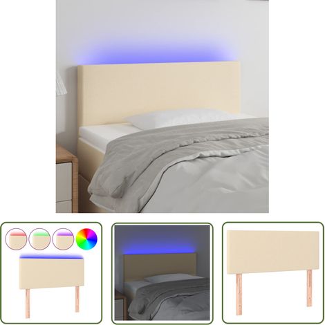 The Living Store Tête de lit à LED Crème 90x5x78/88 cm Tissu - Tête De Lit Led - Tête De Lit Crème - Tête De Lit Moderne - Tête De Lit Ajustable - Éclairage Led (1/5)