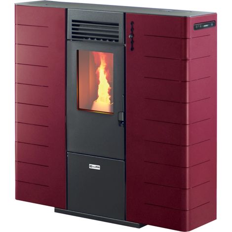 stufa a pellet slim canalizzata canadian stove "slim 10c" bordeaux 9,01 kw