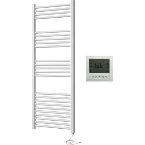 Electric White Flat 500w x 800h Towel Rail Electric Bathroom Towel Rail + 7 Day Timer.Thermostat (1/4)