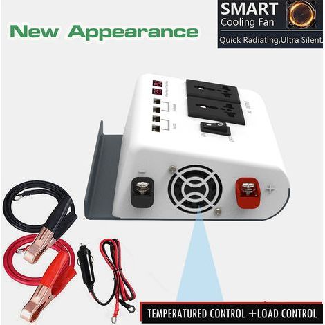 300W DC 12V to AC 220V Modified Sine Wave Power Inverter with 36W Solar Panel and 30A Charge Controller for Mobile Phones, Computers, Laptops, LCDs, etc. (1/5)
