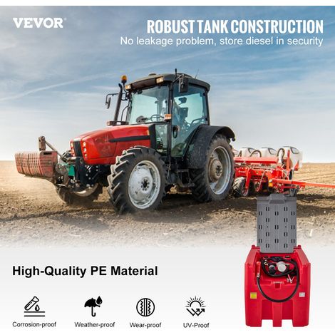 Réservoir Diesel Portable 439 L Cuve de Ravitaillement Polyéthylène Rouge avec Pompe Transfert 12 V Jauge de Carburant Tuyau 4 m Bu… (1/5)