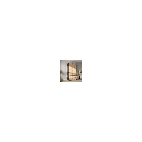 Armoire 90x50x200 cm – 2 portes, 2 tiroirs et tringle à vêtements – bois (1/5)