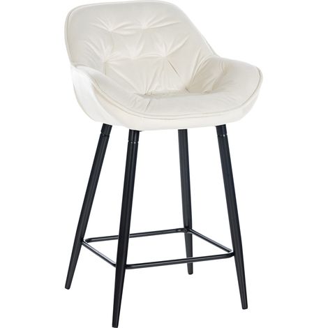 Sgabello da bar moderno x1 in velluto color crema con seduta imbottita e avvolgente e gambe in metallo nero 100006023