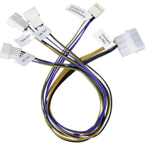 PC-Lüfter Anschlusskabel [3x PC-Lüfter Stecker 3pol., PC-Lüfter Stecker 4pol. - 1x IDE-Strom-Stecker