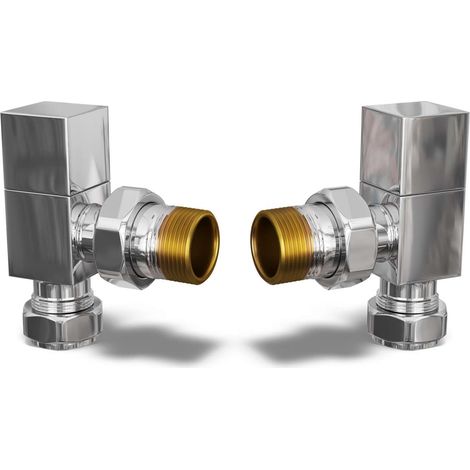 Square - Chrome Radiator Valve Angled Polished 15mm