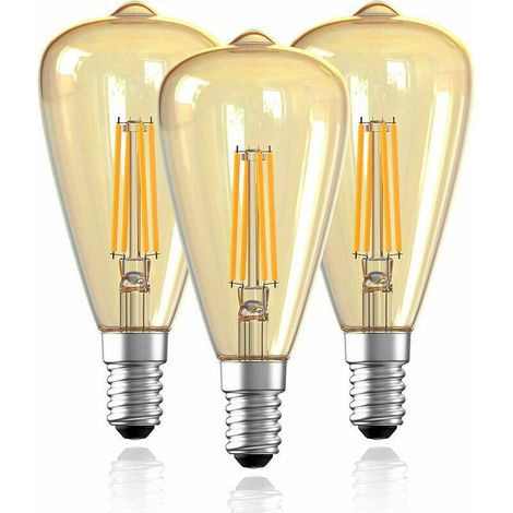 E14 Vintage-Glühbirne, ST48 E14 LED-Edison-Glühbirne, dekorative Retro-Edison-Glühbirne, 4 W antike Vintage-Lampe, warmweißes Glühfaden für Restaurant, Bar, Café – 3er-Pack