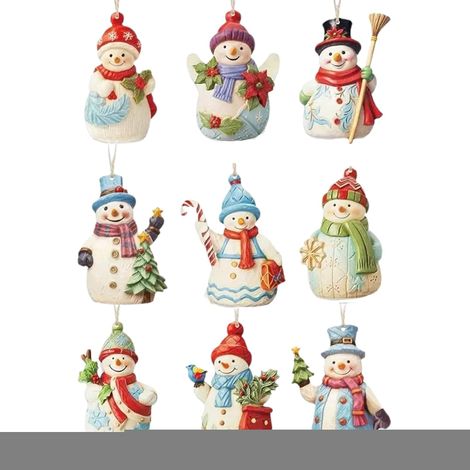 Décorations de Noël Ornements en Bois de Bonhomme de Neige 9 Pièces Figurines En Bois Pendant Suspendable Pour Fêtes Maison Cuisine Arbre Mur Fenêtre Jardin Extérieur (1/5)