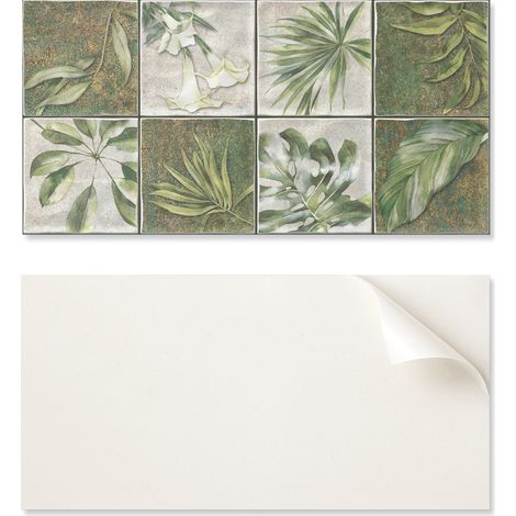 Baldosas de vinilo autoadhesivas con estampado de hojas en mosaico de la naturaleza 6x60x30 cm