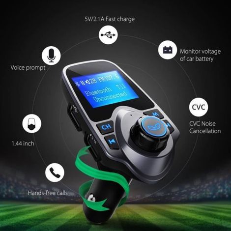 Transmetteur FM Bluetooth - Pour Voiture - Entrée USB/SD/Aux - Affichage LED - Fréquence Réglable 87,5–108 MHz - 1 Pièce (1/4)