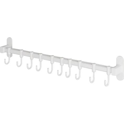 Barre de rangement murale coulissante en aluminium avec crochets pour ustensiles de cuisine et cuillères, 10 crochets, 60 cm / 23,62 pouces (1/5)