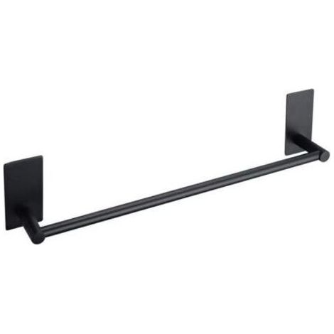 Porte-serviette, Porte serviette salle bain, Porte-serviettes en acier inoxydable 304 unipolaire cuisine et salle de bain support sans clous pâte cuisine et salle de bain pendentif(noir,22CM) (1/5)