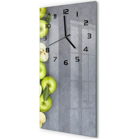 Horloge Murale Rectangulaire Verticale Cadeau Original Design Moderne Pommes vertes 30x60 cm (1/5)