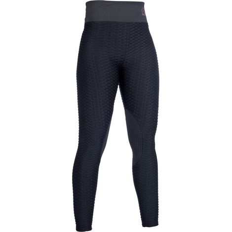 48/50 IT, Nero 9100: Pantaloni leggins da equitazione donna con grip sulle ginocchia modello Edinburgh