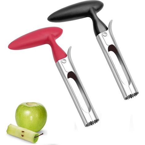 Snocciolatore per mele, snocciolatore e taglia-mele in acciaio inox in 2 pezzi, snocciolatore per frutta, aiuto in cucina per la casa, pere, peperoni, Honeycrisp (1/4)