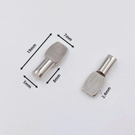 20 Stück Regalstifte, Regalträger, Regalhaken, Regalwinkel aus vernickeltem Metall für Schränke, Bürozubehör – 5 mm × 19 mm (1/4)