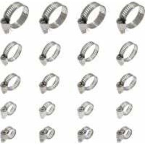 20 Pièces Collier De Serrage Tuyau, Collier De Serrage Tuyau Réglable 16-25mm, 304 Collier De Serrage Inox, Collier Serrage Métallique, Pour Tuyau, Home Gaz, Famille Tuyau D'eau, Câble, Robinet, Etc z (1/5)
