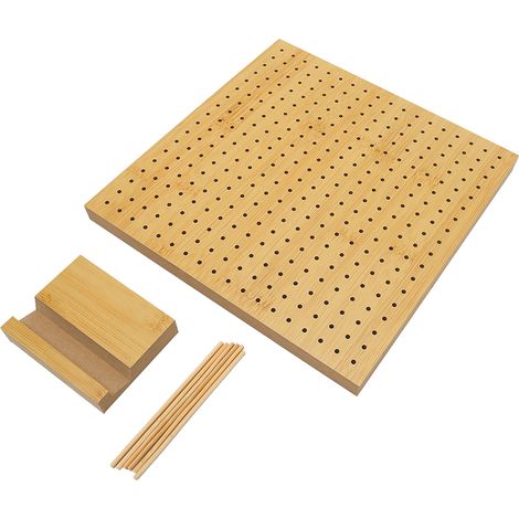 Plaque de blocage en bois pour crochet Tetragonum avec 6 épingles, trous de 3 mm, idéale pour débutantes et mamans (1/5)