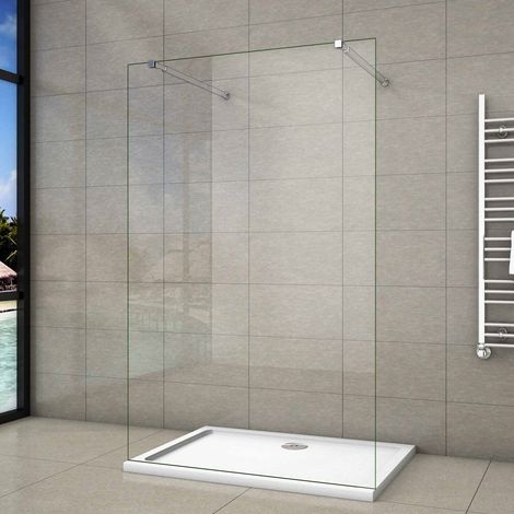 57.7x200cm+ mit 2  73-120cm Stabilisator 10mm Nano Sicherheitsglas Walk in Duschwand Duschabtrennung (1/5)