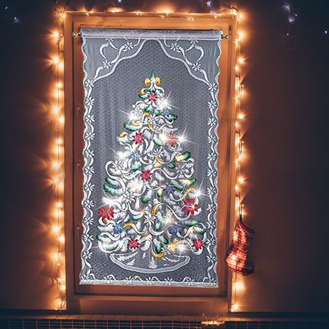 Rideaux de Noël avec LED et Dentelle, Arbre de Noël Lumineux, Salon Chambre, Décoration Maison (1/5)