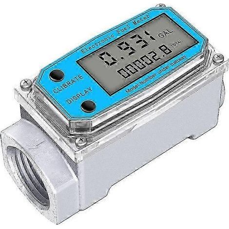 Débitmètre numérique pour turbine à eau avec affichage LCD numérique, compteur NPT et filetage FNPT, pour gaz, fioul et carburant. (1/5)