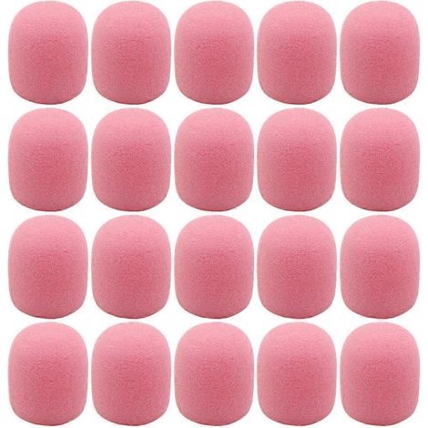 Lot de 20 bonnettes anti-vent pour microphones sans fil à main.-3x2.2cm-Pink (1/3)